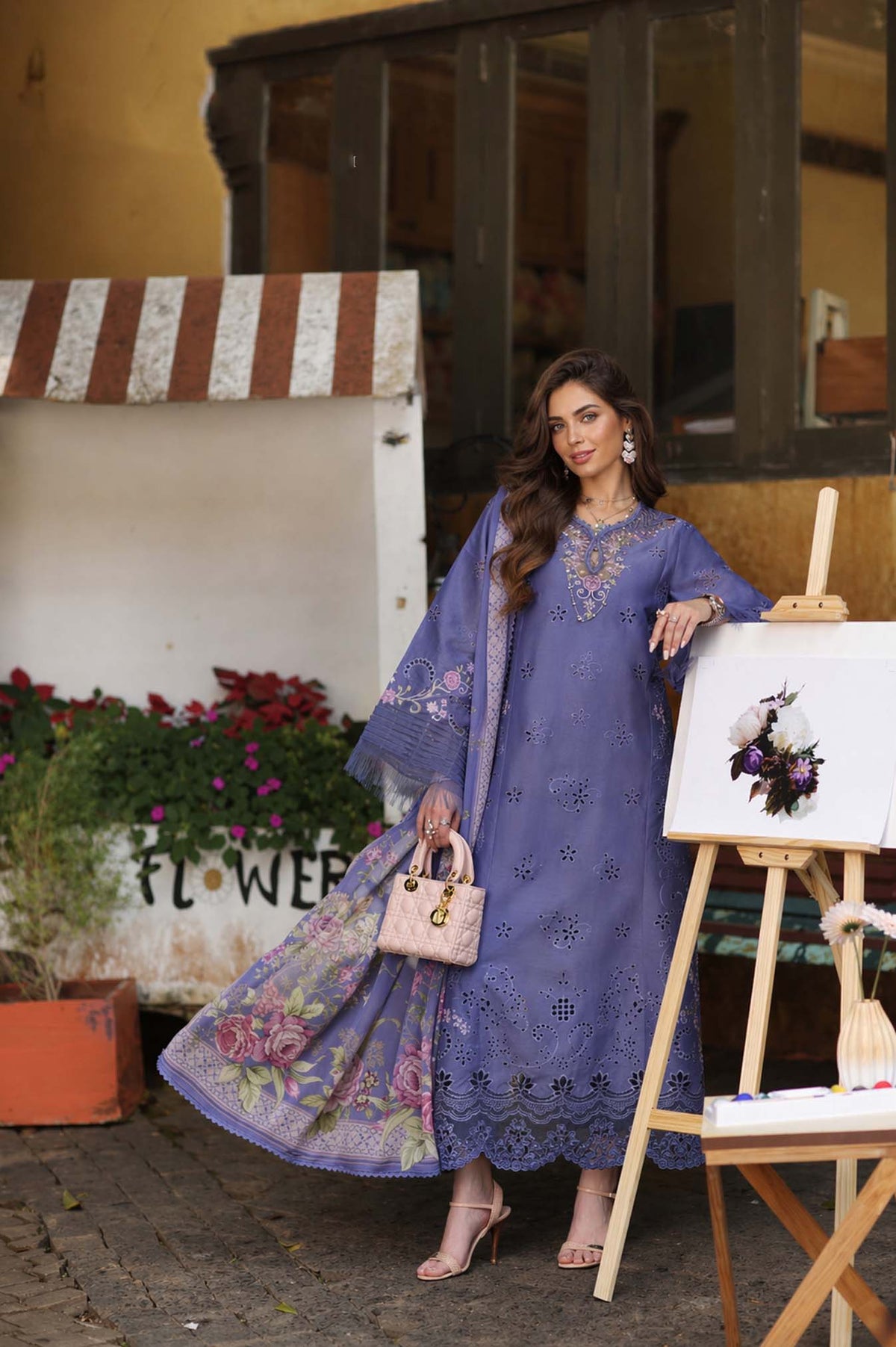 Noor by Saadia Asad | Luxury Eid Schiffli Laserkari 26 | D9 -Tropical indigo-4