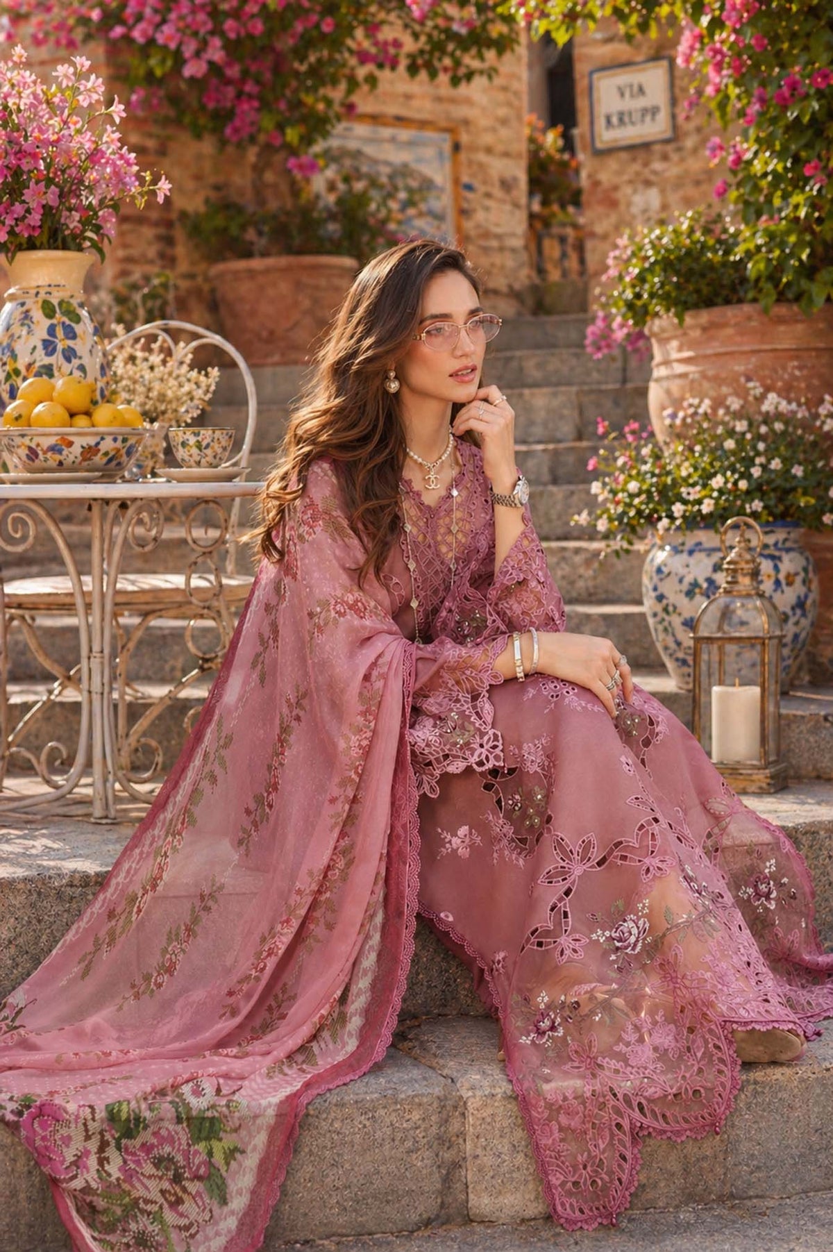 Noor by Saadia Asad | Luxury Eid Schiffli Laserkari 26 | D1 -Rosé Allure-9
