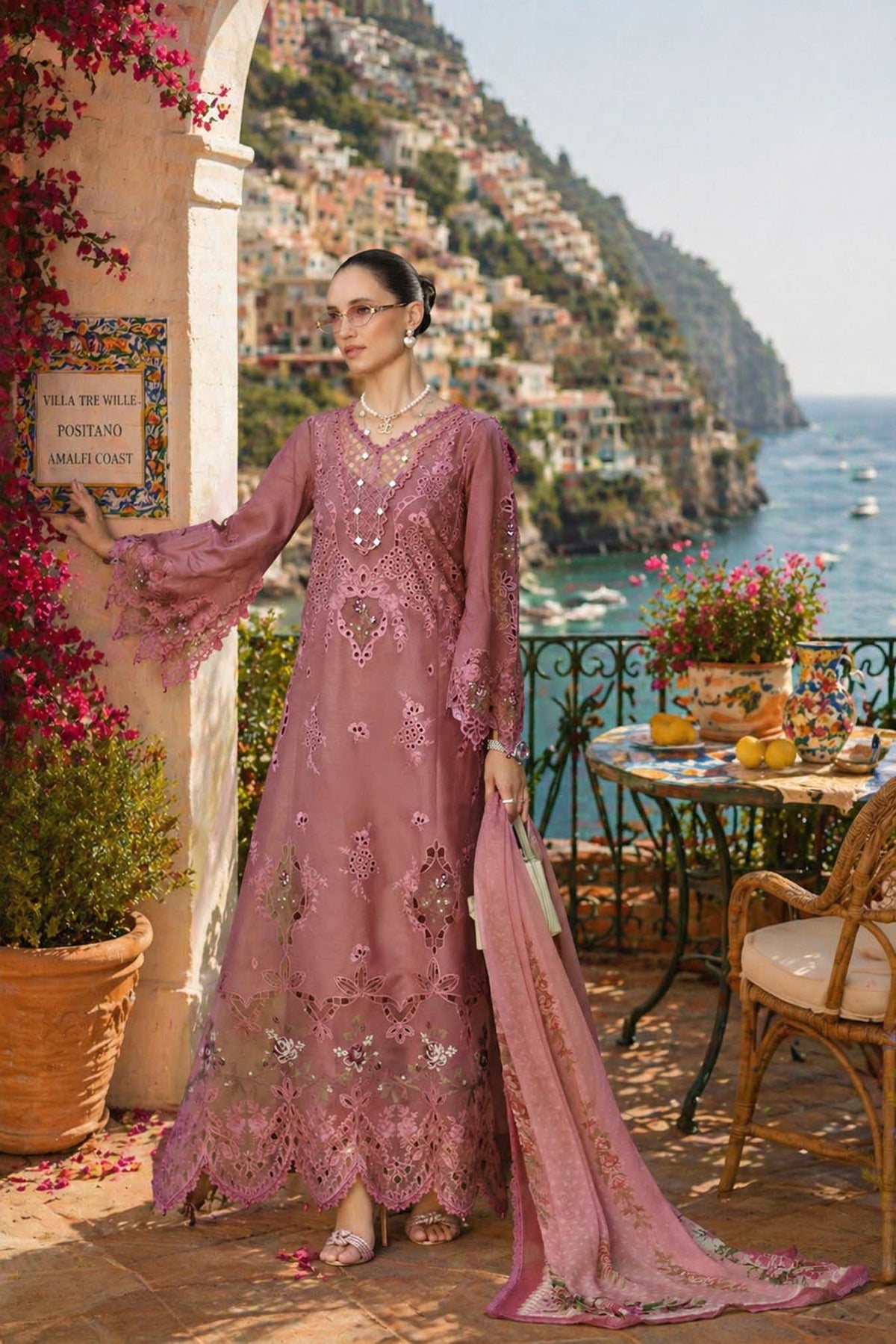 Noor by Saadia Asad | Luxury Eid Schiffli Laserkari 26 | D1 -Rosé Allure-10