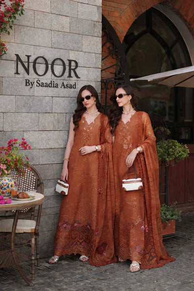 Noor by Saadia Asad | Luxury Eid Schiffli Laserkari 26 | D6 -Amber Rustique