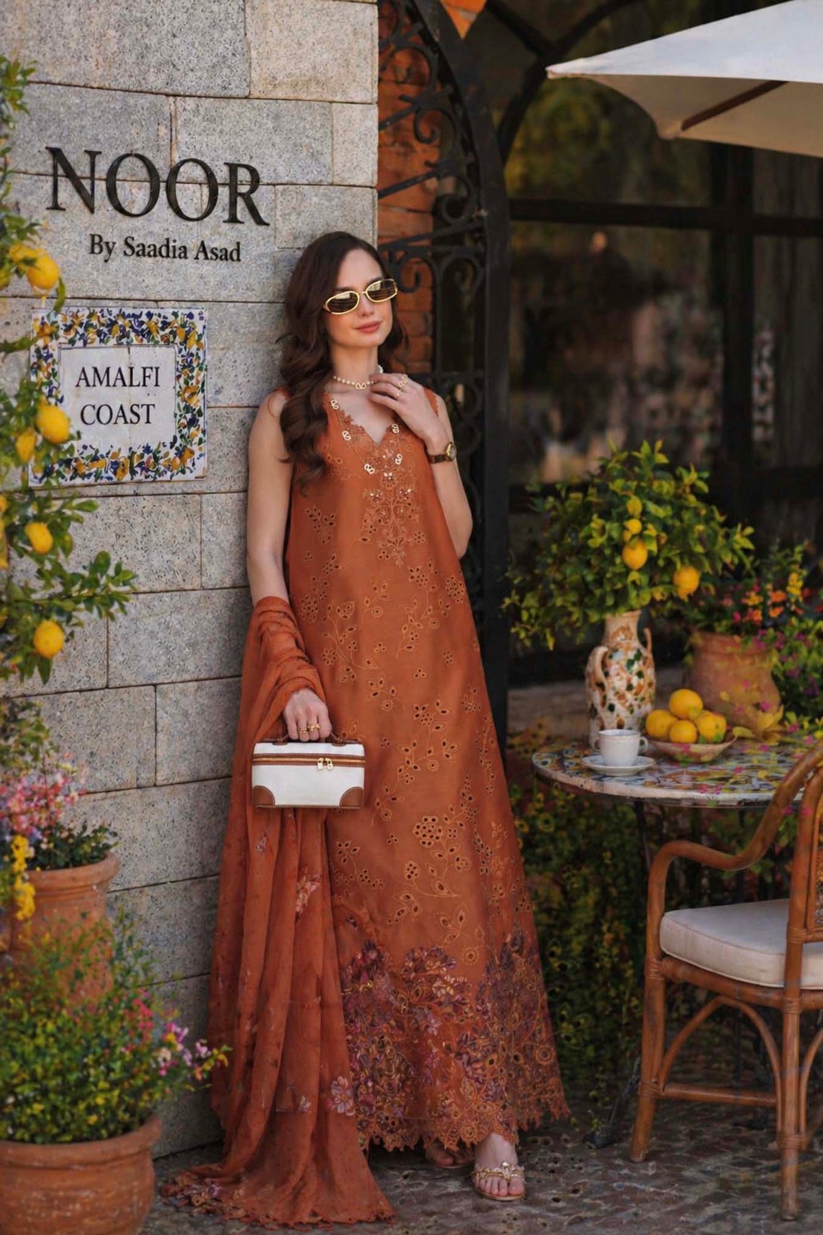 Noor by Saadia Asad | Luxury Eid Schiffli Laserkari 26 | D6 -Amber Rustique, image 7