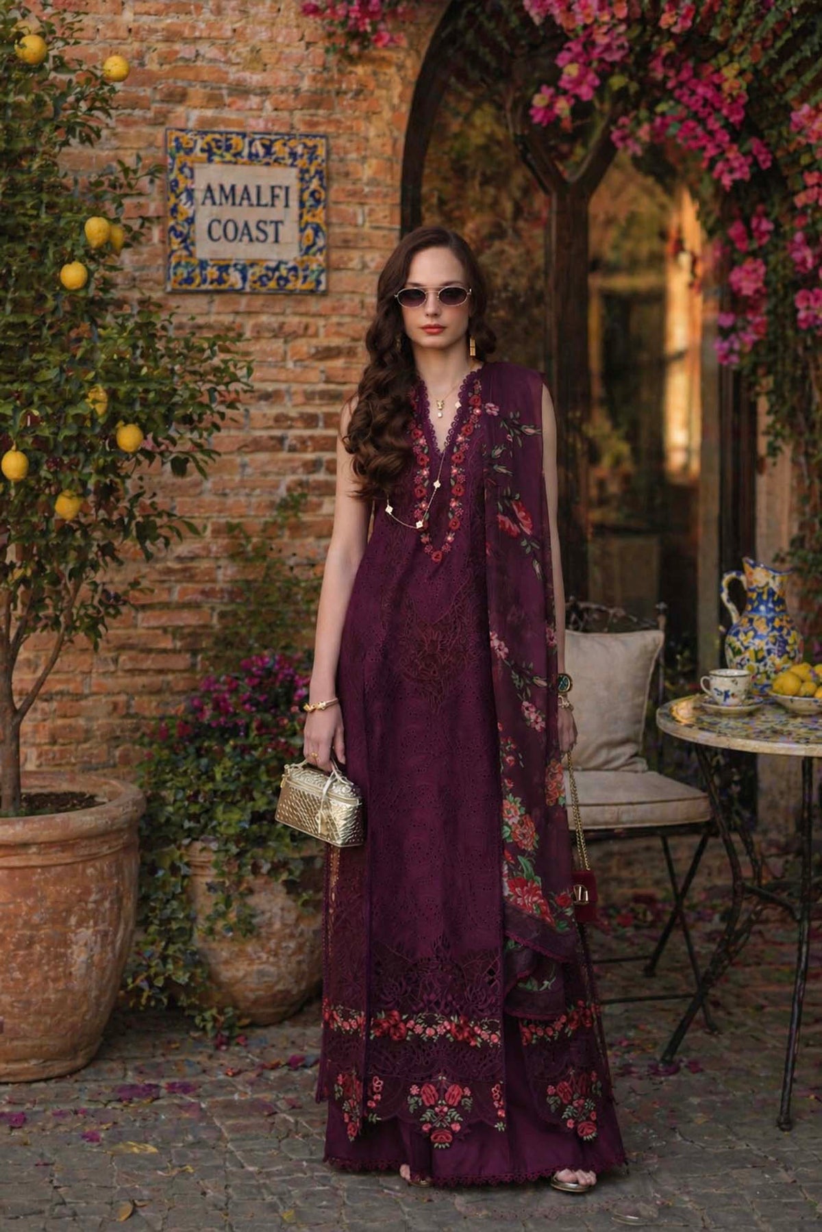 Noor by Saadia Asad | Luxury Eid Schiffli Laserkari 26 | D10 -Plum Royal-1