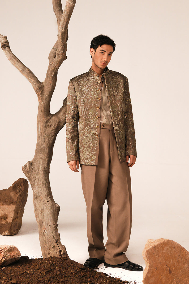 Republic By Omar Farooq | Bandhgala Suit | 'Pasha' Hand Embroidered Bandhgala Jacket -  Republic by Omar Farooq Bandhgala Suit - Original Designer Dress - House of Maryam