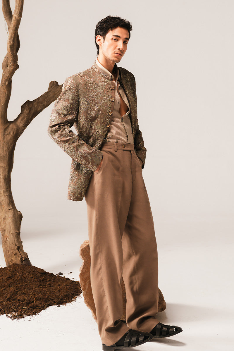 Republic By Omar Farooq | Bandhgala Suit | 'Pasha' Hand Embroidered Bandhgala Jacket -  Republic by Omar Farooq Bandhgala Suit - Original Designer Dress - House of Maryam