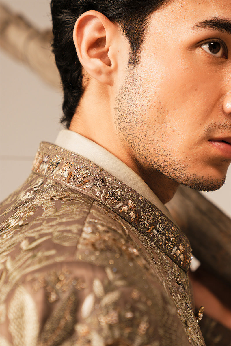 Republic By Omar Farooq | Bandhgala Suit | 'Pasha' Hand Embroidered Bandhgala Jacket -  Republic by Omar Farooq Bandhgala Suit - Original Designer Dress - House of Maryam