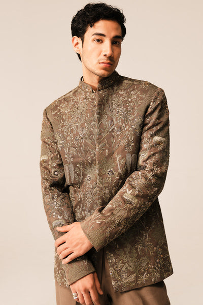 Republic By Omar Farooq | Bandhgala Suit | 'Pasha' Hand Embroidered Bandhgala Jacket -  Republic by Omar Farooq Bandhgala Suit - Original Designer Dress - House of Maryam
