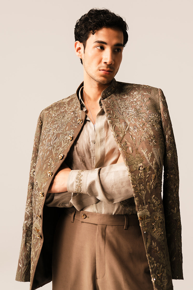 Republic By Omar Farooq | Bandhgala Suit | 'Pasha' Hand Embroidered Bandhgala Jacket -  Republic by Omar Farooq Bandhgala Suit - Original Designer Dress - House of Maryam