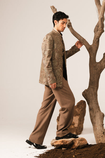 Republic By Omar Farooq | Bandhgala Suit | 'Pasha' Hand Embroidered Bandhgala Jacket -  Republic by Omar Farooq Bandhgala Suit - Original Designer Dress - House of Maryam