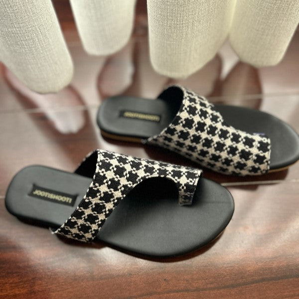 Classic Houndstooth Slides by House of Maryam - House of Maryam