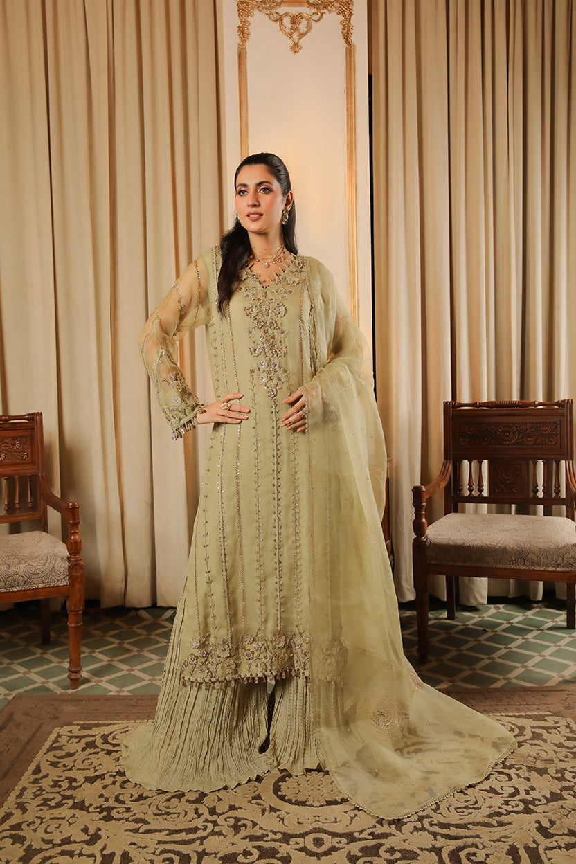 Muntaha | Baad e Saba | Zarafshaan - Pistachio by Muntaha by Shanzay Fahad