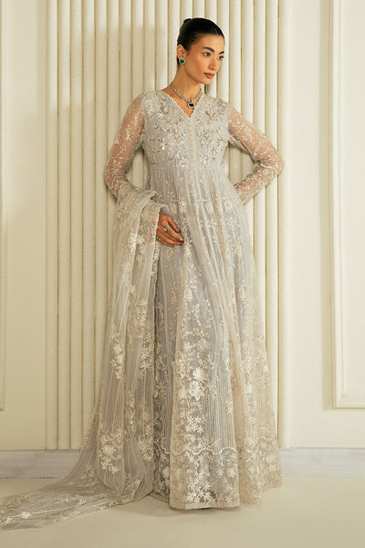 Cross Stitch | Wedding Pret | Whispering Blue-2PC Organza Embroidered Pret