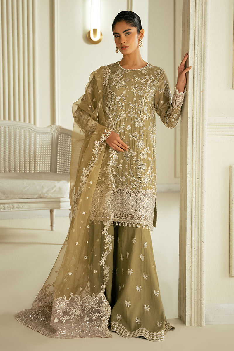 Cross Stitch | Wedding Pret | Azure Pearl-3PC Silk Embroidered Pret-3