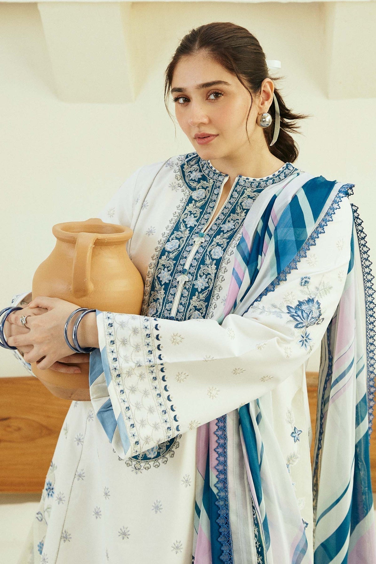 Zara Shahjahan | Coco Lawn Eid Edit 24 | IVORY-D4 -  Zara Shahjahan Luxury - Original Designer Dress - House of Maryam