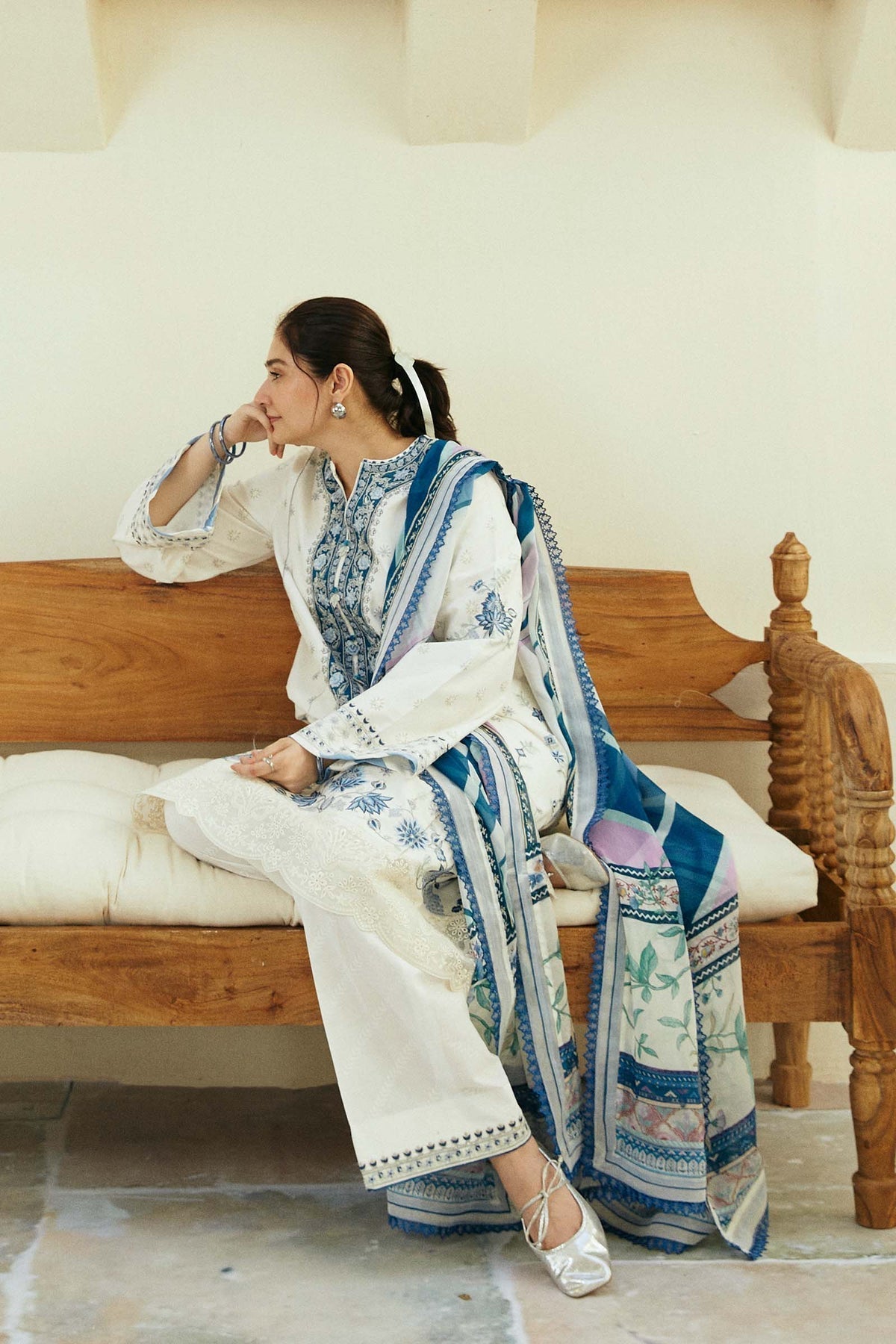 Zara Shahjahan | Coco Lawn Eid Edit 24 | IVORY-D4 -  Zara Shahjahan Luxury - Original Designer Dress - House of Maryam