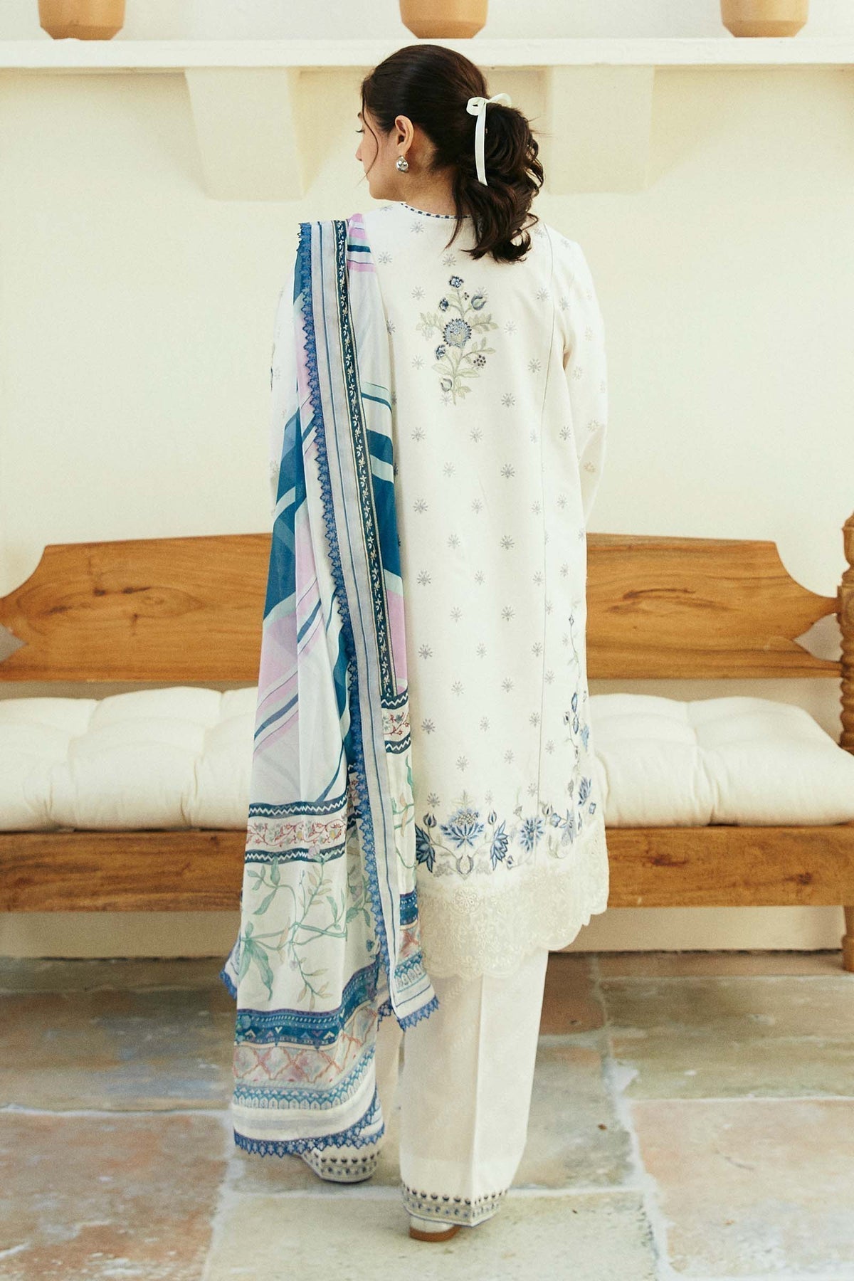 Zara Shahjahan | Coco Lawn Eid Edit 24 | IVORY-D4 -  Zara Shahjahan Luxury - Original Designer Dress - House of Maryam