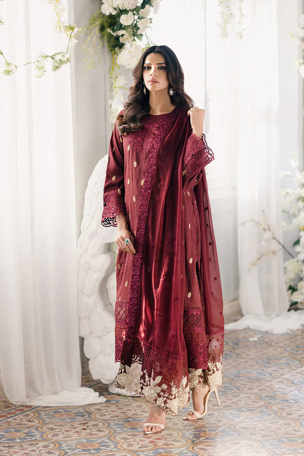 Azure | Ensembles Embroidered Formals | Imperial Wine -  Azure Formal - Original Designer Dress - House of Maryam