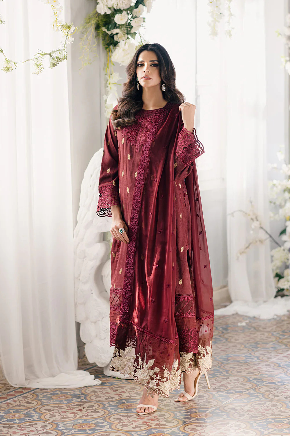 Azure | Ensembles Embroidered Formals | Imperial Wine -  Azure Formal - Original Designer Dress - House of Maryam