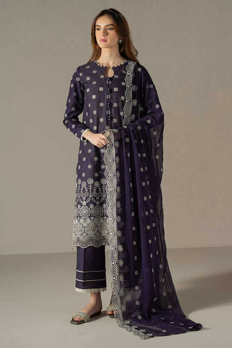 Cross Stitch | Chikankari Lawn 25 | INDIGO ROYAL -  Cross Stitch Ladies Clothes - Original Designer Dress - House of Maryam
