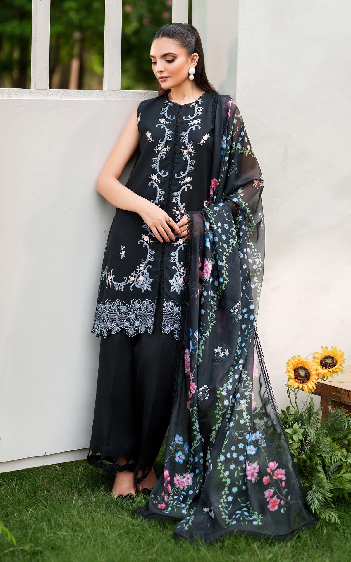 Asifa and Nabeel | Eden Cambric 25 | Ink Blossom ECU25-02 -  Asifa and Nabeel Ladies Clothes - Original Designer Dress - House of Maryam