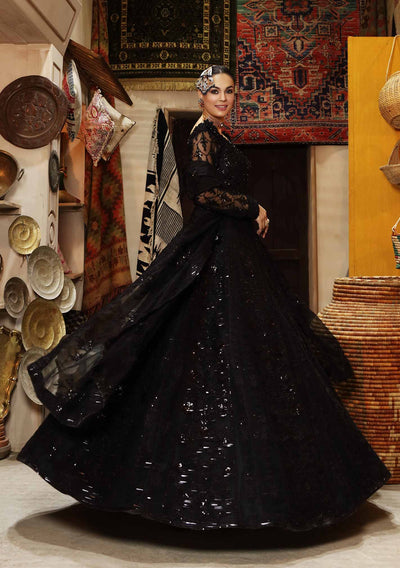 Waqas Shah | Ishq Naama | Black Blossom -  Waqas Shah Formal - Original Designer Dress - House of Maryam