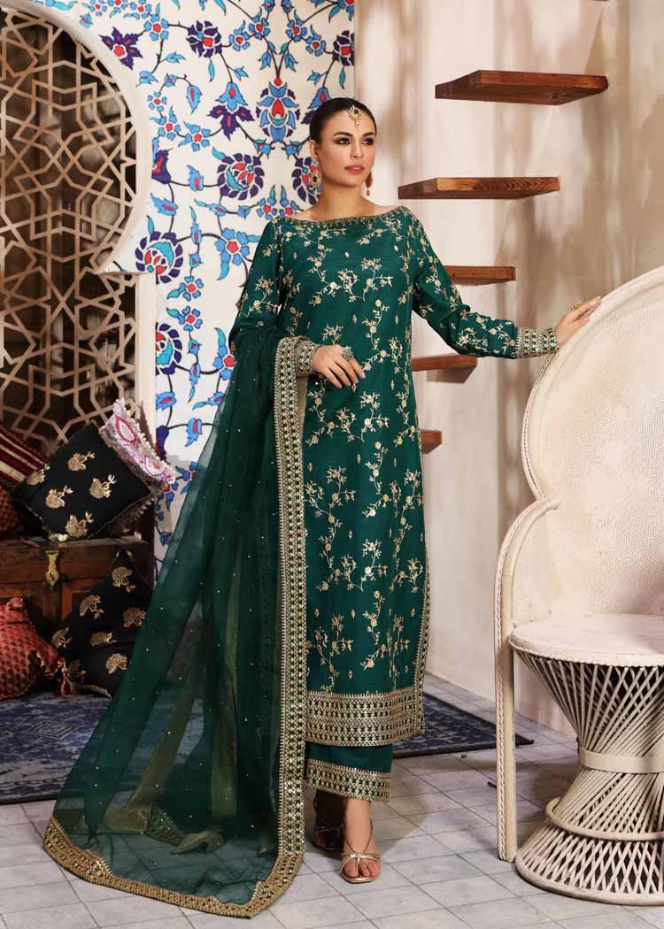 Waqas Shah | Ishq Naama | GREEN ROSE -  Waqas Shah Formal - Original Designer Dress - House of Maryam
