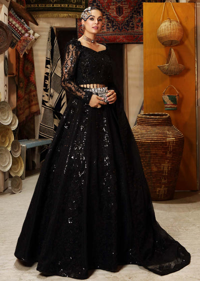 Waqas Shah | Ishq Naama | Black Blossom -  Waqas Shah Formal - Original Designer Dress - House of Maryam