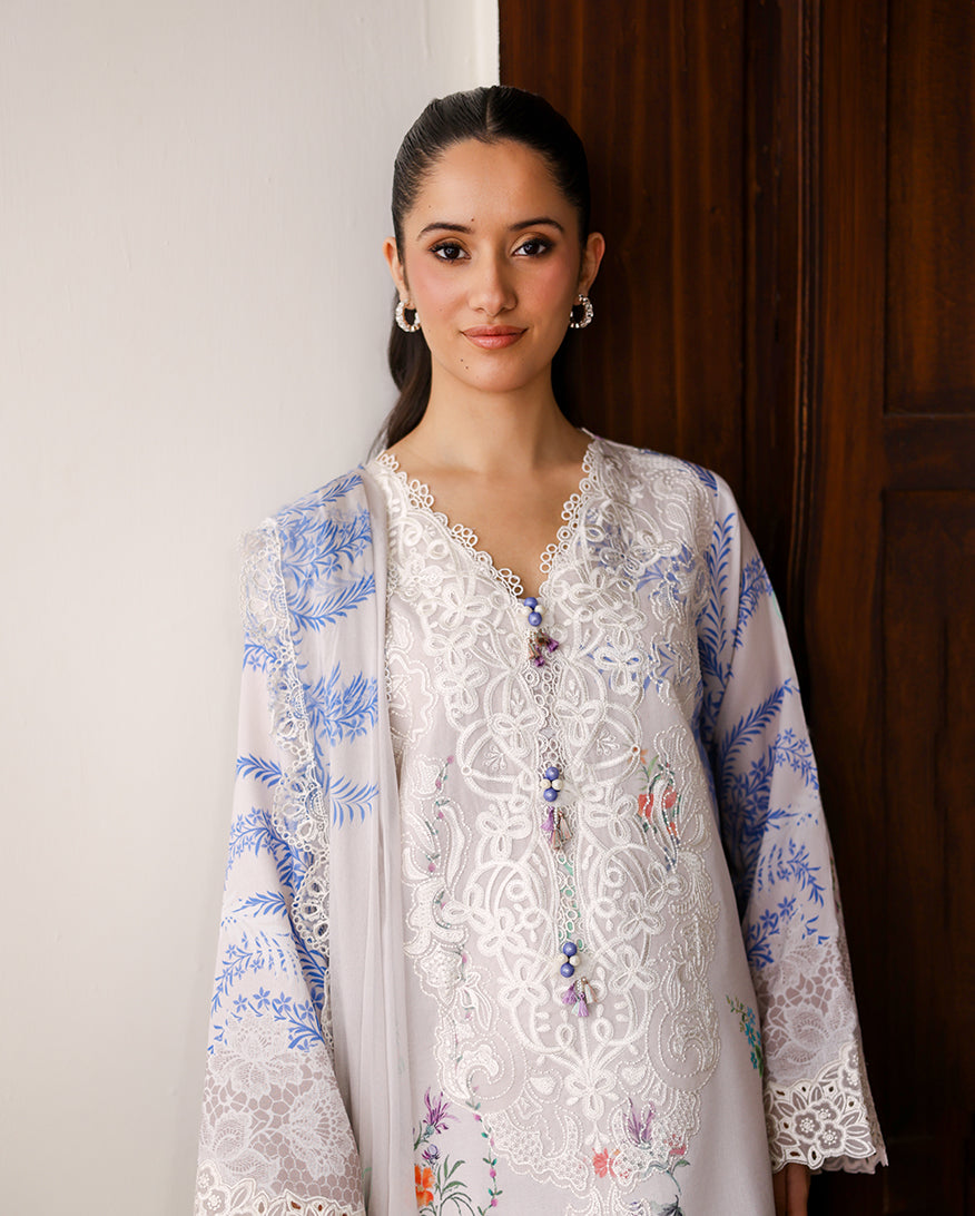 Roheenaz | Sunlit Tales Printed Embroidered Edit | Ivory Gleam-3