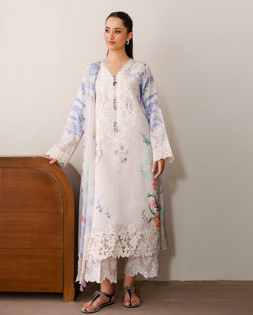 Roheenaz | Sunlit Tales Printed Embroidered Edit | Ivory Gleam-4