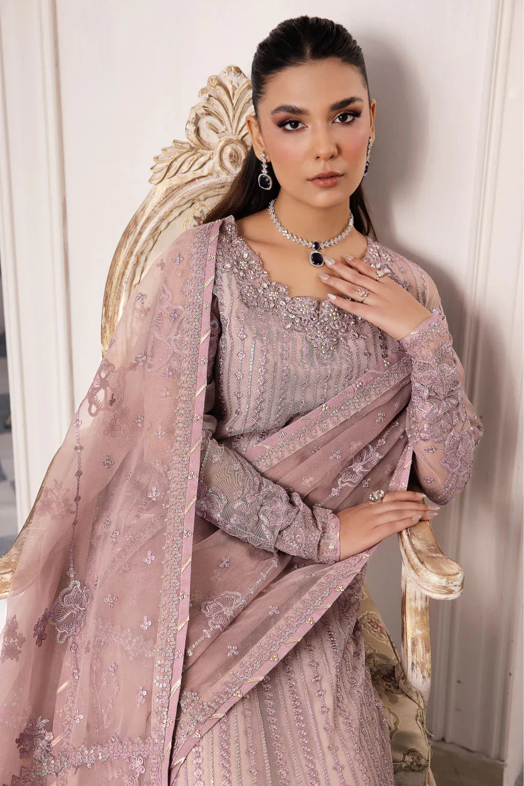 Iznik | Chinnon Chiffon | CC-39 BAREEN -  Iznik Formal - Original Designer Dress - House of Maryam