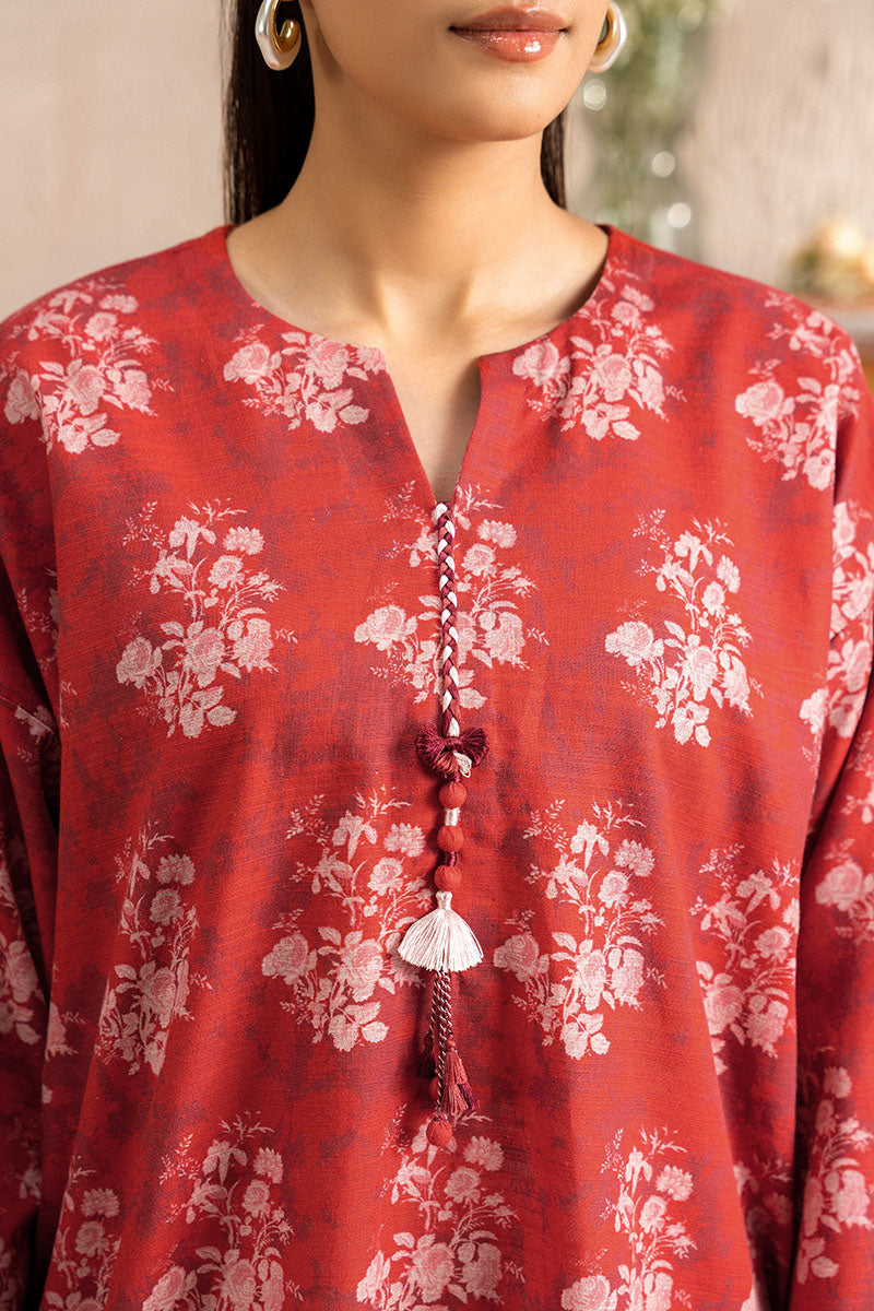 Cross Stitch | Basic Pret | Burnt Clay Printed Khaddar Shirt-2