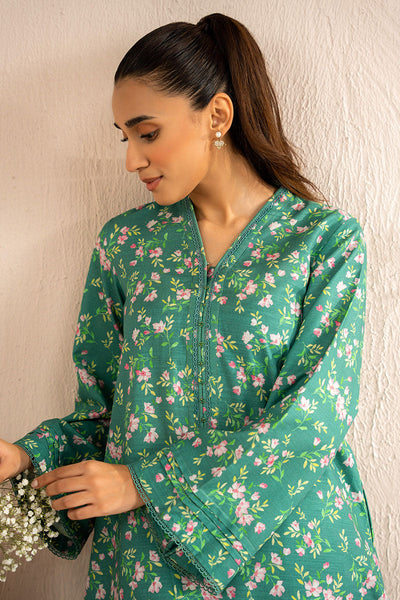 Cross Stitch | Basic Pret | Sage Bloom-2 PC (Shirt & Trouser)