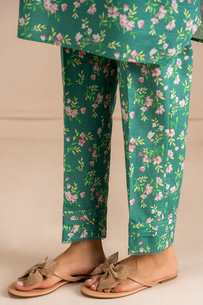Cross Stitch | Basic Pret | Sage Bloom-2 PC (Shirt & Trouser)