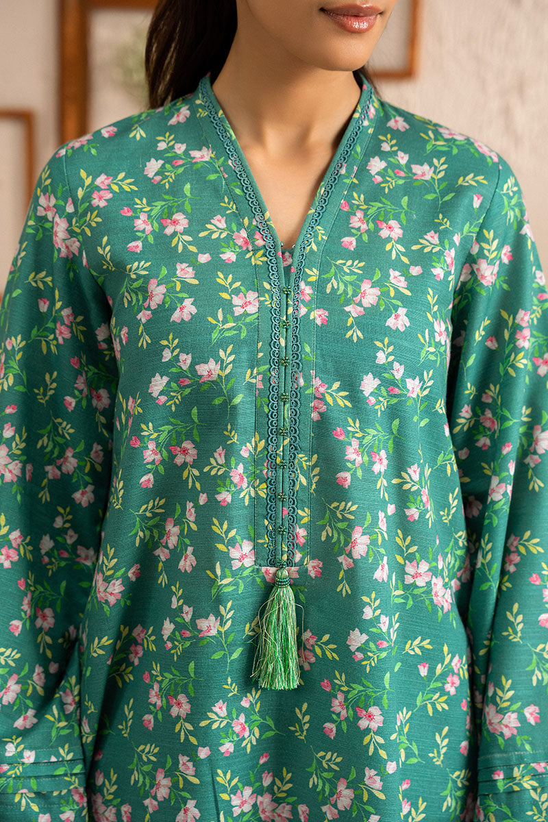 Cross Stitch | Basic Pret | Sage Bloom-2 PC (Shirt & Trouser)-2
