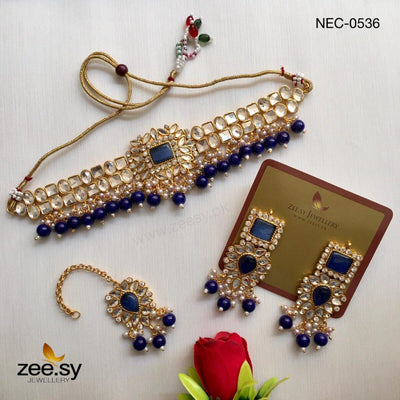 Kundan Necklace-0536 -  Zeesy Necklace Sets - Original Designer Dress - House of Maryam