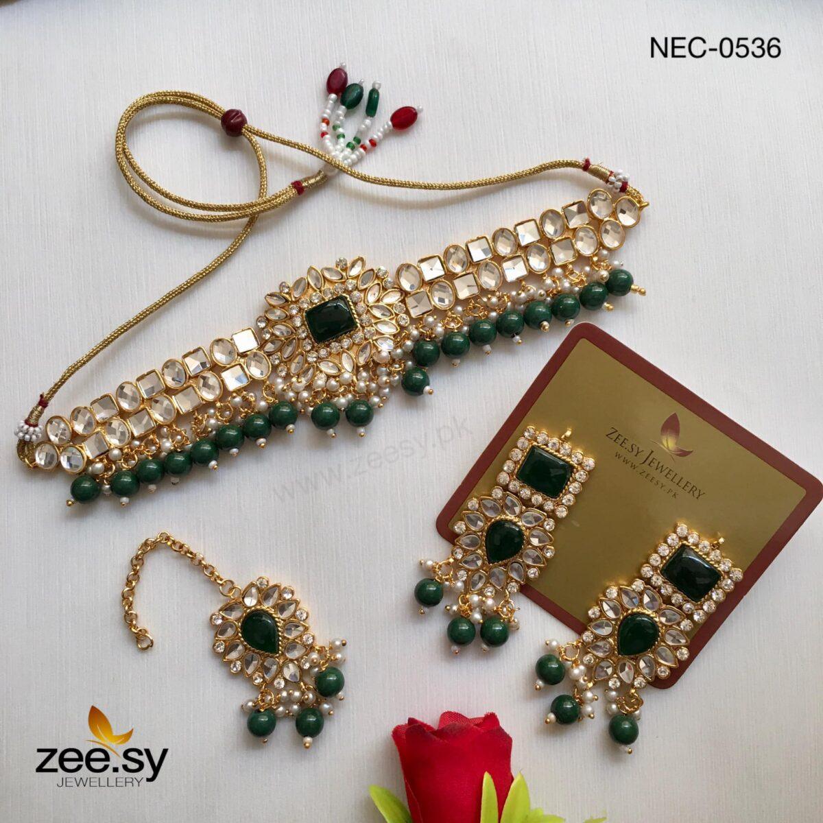 Kundan Necklace-0536 -  Zeesy Necklace Sets - Original Designer Dress - House of Maryam
