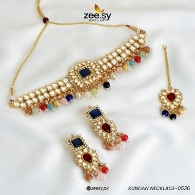 Kundan Necklace-0536 -  Zeesy Necklace Sets - Original Designer Dress - House of Maryam