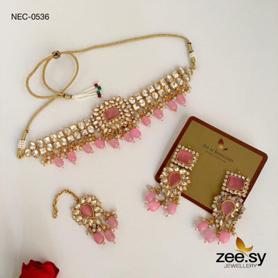 Kundan Necklace-0536 -  Zeesy Necklace Sets - Original Designer Dress - House of Maryam