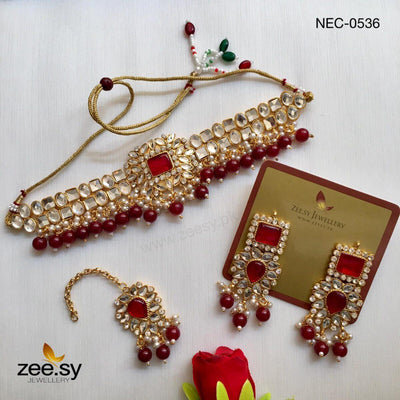 Kundan Necklace-0536 -  Zeesy Necklace Sets - Original Designer Dress - House of Maryam
