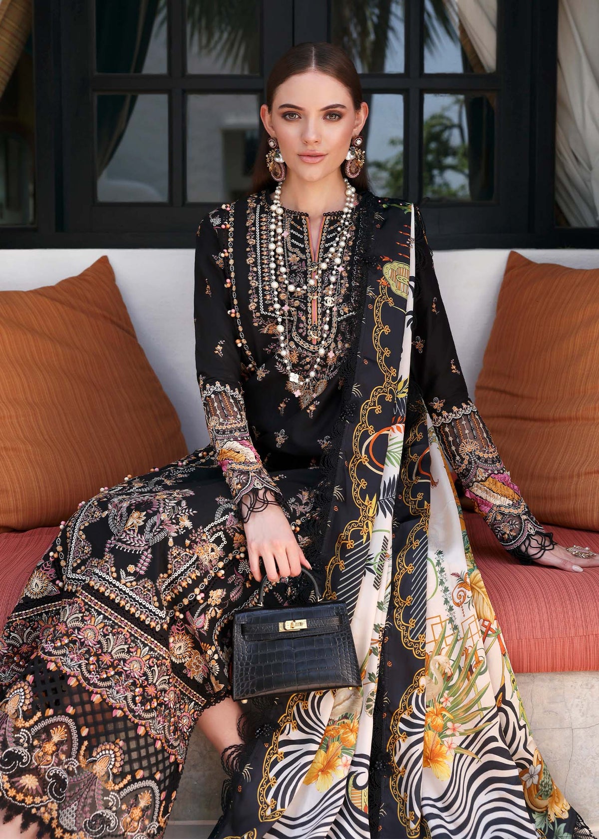 Kanwal Malik | Elysia Luxury Lawn 25 | Noire -  Kanwal Malik Ladies Clothes - Original Designer Dress - House of Maryam