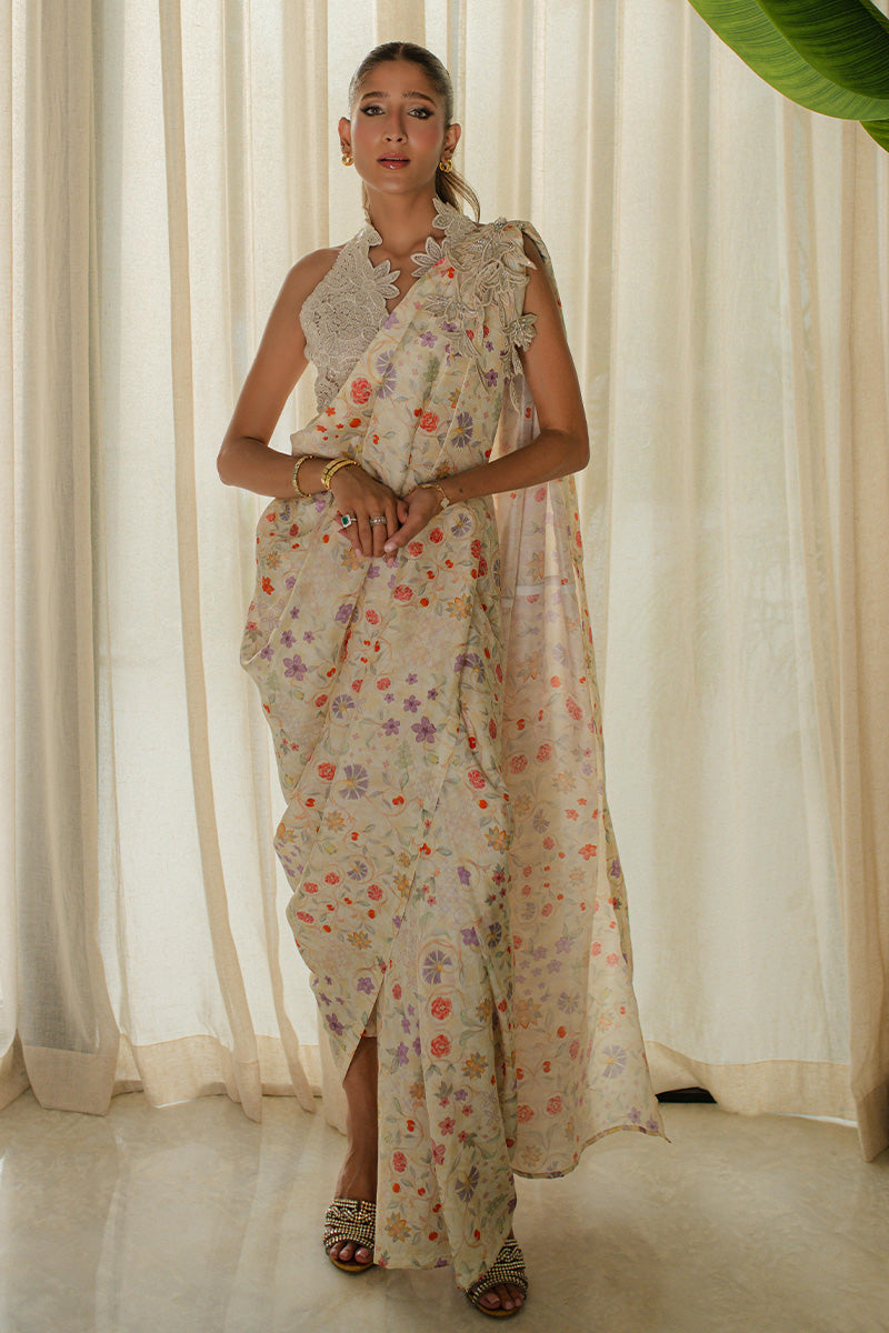 Mina Hasan | Signature Pret | Wrapped Goddess Stitched Saree-4