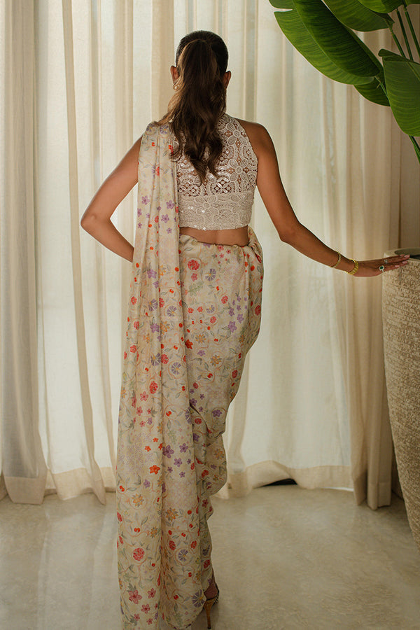 Mina Hassan | Signature Prints | Wrapped Goddess Stitched Saree -  Mina Hassan Ladies Clothes - Original Designer Dress - House of Maryam