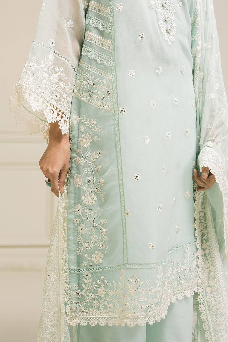 Cross Stitch | Luxury Pret | Mint Flo-3 PC (Shirt, Dupatta &Trouser), image 3