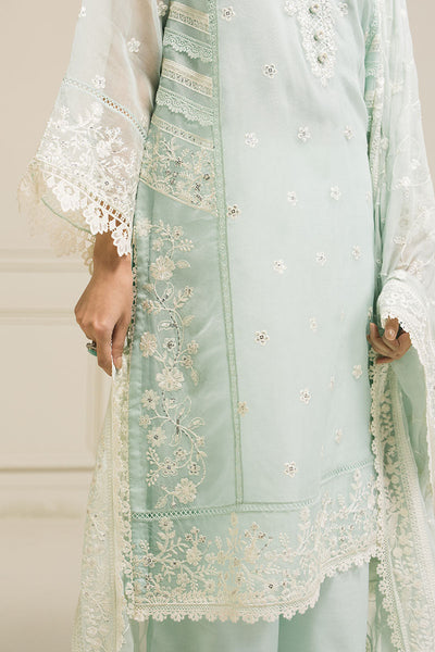 Cross Stitch | Luxury Pret | Mint Flo-3 PC (Shirt, Dupatta &Trouser)