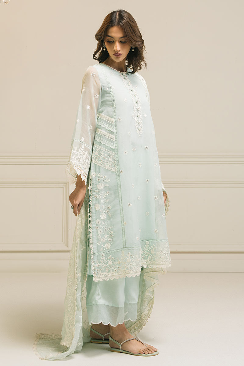 Cross Stitch | Luxury Pret | Mint Flo-3 PC (Shirt, Dupatta &Trouser), image 5
