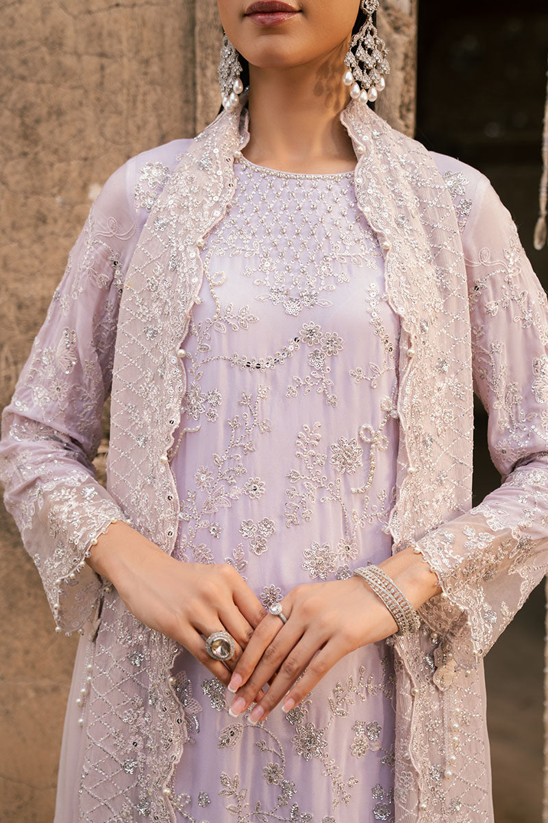 Cross Stitch | Wedding Pret | Lavender Glam-3PC Chiffon Embroidered Pret-5