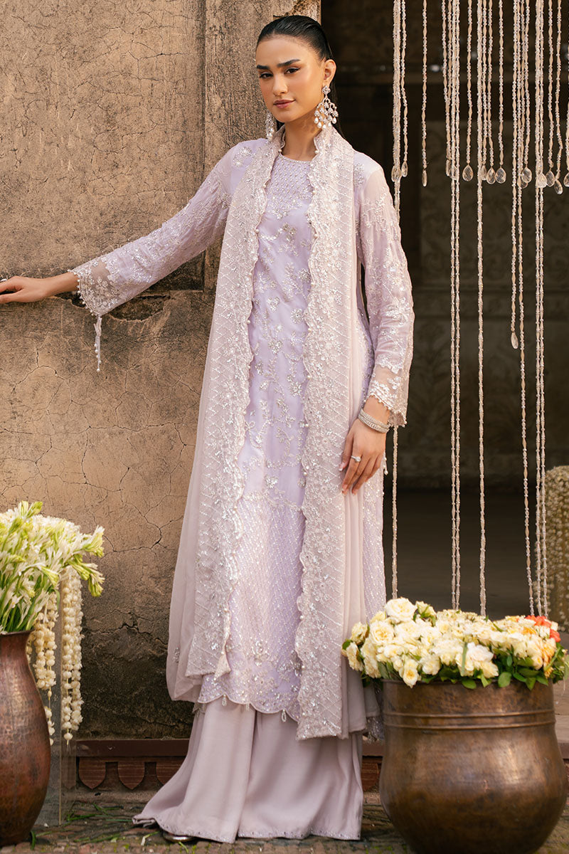 Cross Stitch | Wedding Pret | Lavender Glam-3PC Chiffon Embroidered Pret-4
