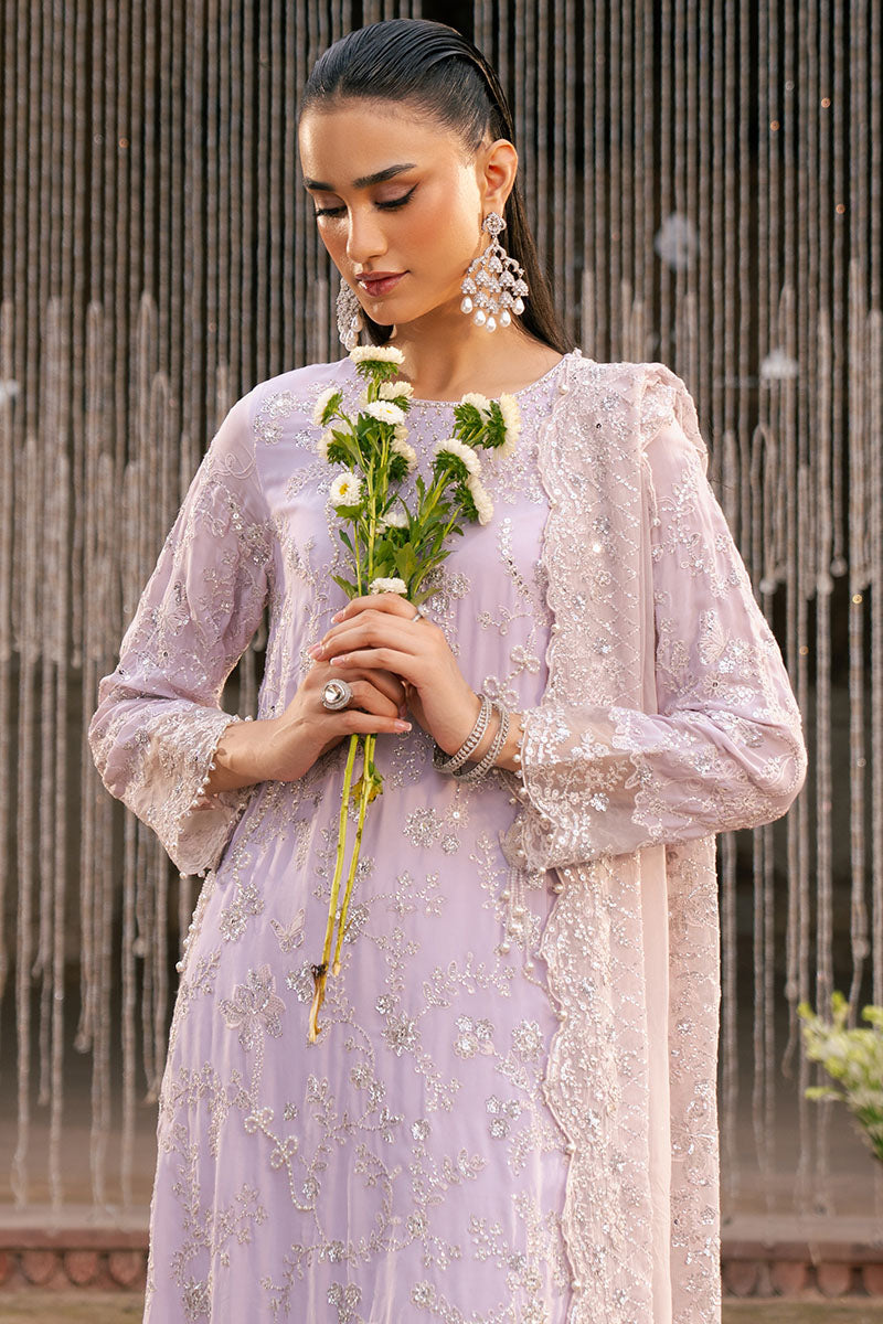 Cross Stitch | Wedding Pret | Lavender Glam-3PC Chiffon Embroidered Pret-3