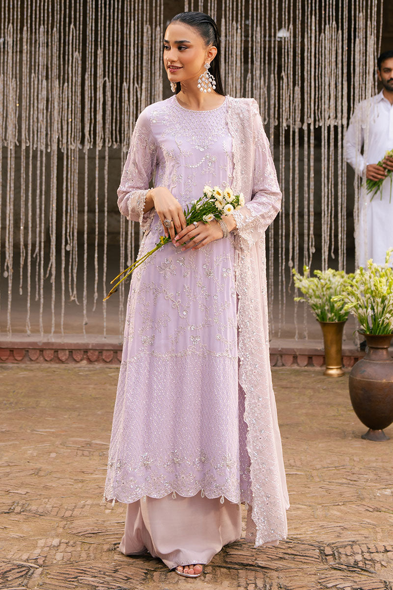 Cross Stitch | Wedding Pret | Lavender Glam-3PC Chiffon Embroidered Pret-1