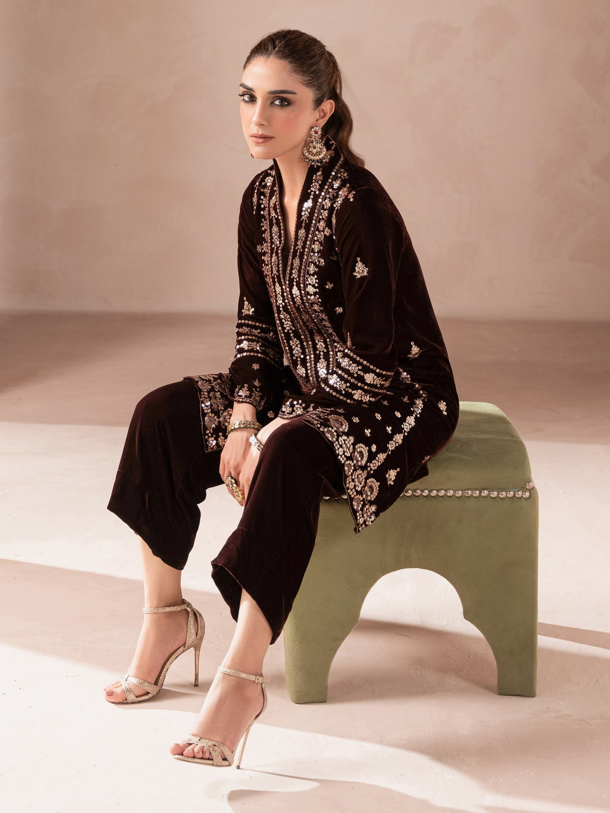 Lime Light | Velvet Pret | V-08 -  Lime Light Ladies Clothes - Original Designer Dress - House of Maryam