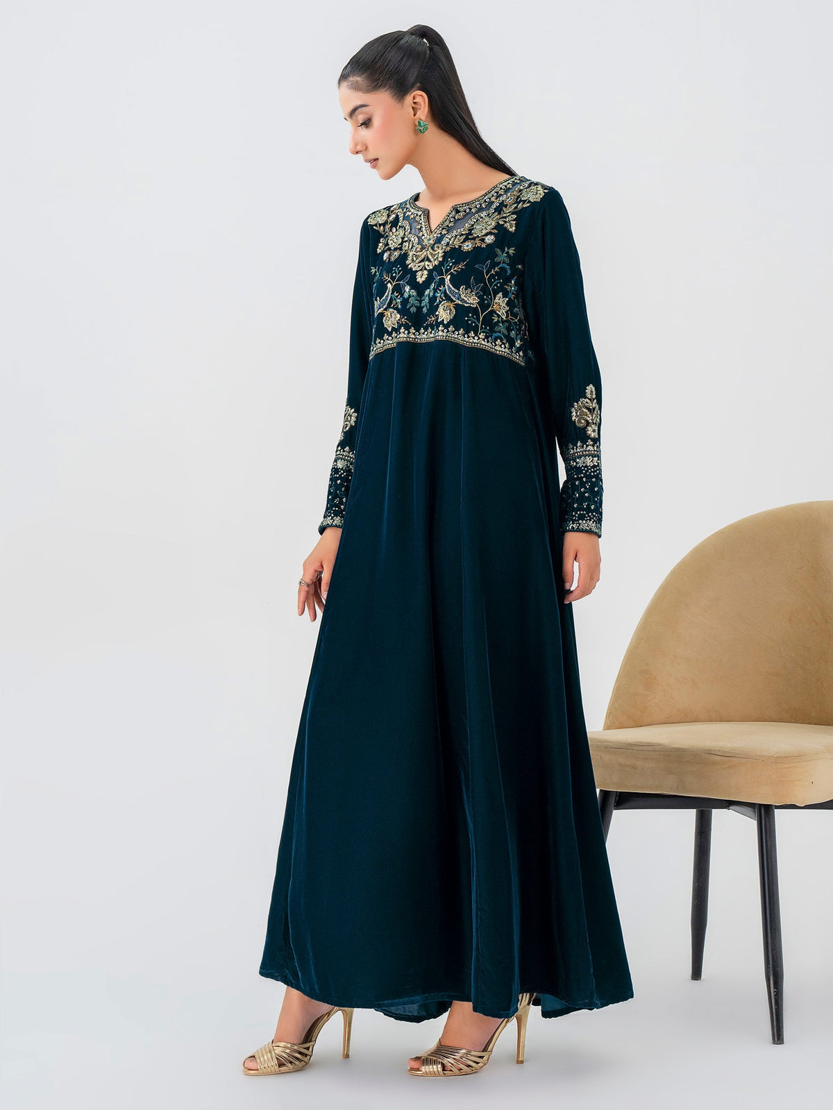 Lime Light | Velvet Pret | V-10 -  Lime Light Ladies Clothes - Original Designer Dress - House of Maryam